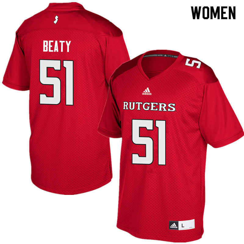Women #51 Jamaal Beaty Rutgers Scarlet Knights College Football Jerseys Sale-Red